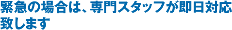 緊急の場合は、専門スタッフが即日対応致します